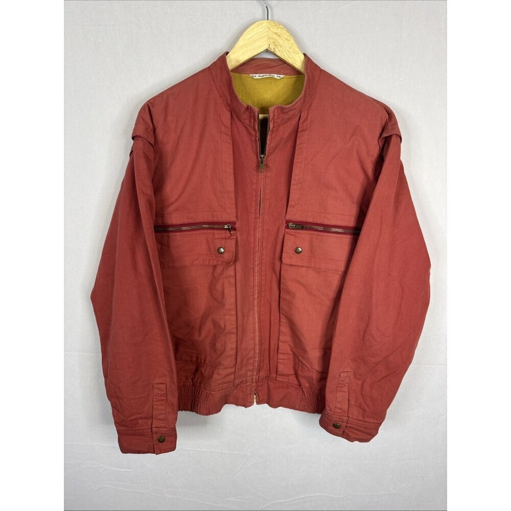 Angelo Litrico Vintage Cotton Utility Jacket Red EU 50 Gorpcore Mens Large